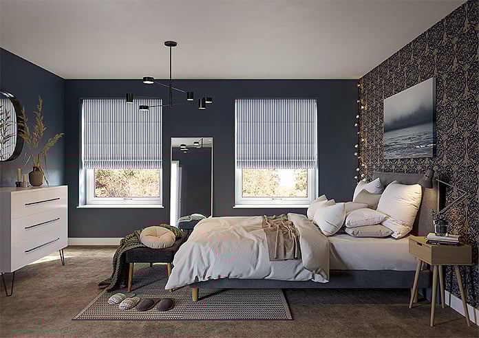 Lace Stripes, Sapphire - Motorised Roman Blind - Image 8